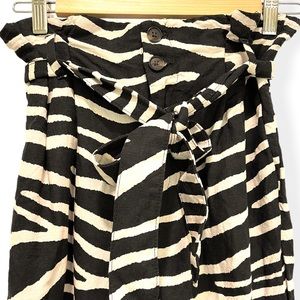 H&M pants, high-waisted paper-bag style, linen